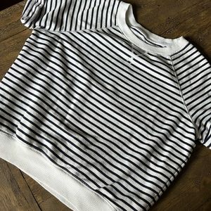Oversized shortsleeve sweatshirt navy striped Aerie size Medium
